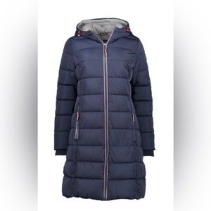 TOMMY HILFIGER | Navy Blue Hooded Zipper Puffer Coat (Size: XL)